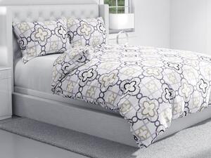 Biante Bavlnené posteľné obliečky Sandra SA-420 Sivý a khaki designový vzor na bielom Predĺžené 140x220 a 70x90 cm
