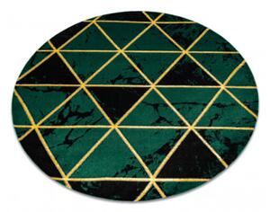 Koberec EMERALD exkluzívny 1020 kruh - glamour, marmur, trojuholníky zelený/zlatý