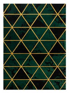 Koberec EMERALD exkluzívny 1020 glamour, styl marmur, trojuholníky fľaškovo zelený / zlatý