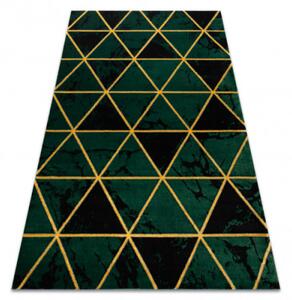 Koberec EMERALD exkluzívny 1020 glamour, styl marmur, trojuholníky fľaškovo zelený / zlatý
