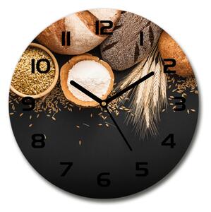 Sklenené hodiny okrúhle Pečivo a pšenice