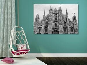 Obraz katedrála v Miláne v čiernobielom prevedení - 60x40