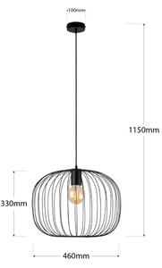 Závesný luster OVELLA 1xE27/15W/230V, priemer 46 cm, čierny