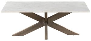 Konferenčný stolík 120x60x45 mramor biely / krížový rám železo starožitná sivá BARCELONA