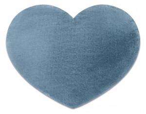 Koberec protišmykový SHAPE 3105 Srdce Shaggy - modrý plyš