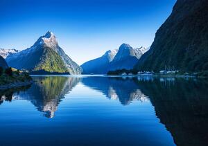 Fototapeta - Hory a jazero - Nový Zéland (254x184 cm)