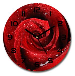 Sklenené hodiny okrúhle Kvapky na ružu