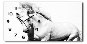 Vodorovné Moderné sklenené hodiny na stenu Biely kôň
