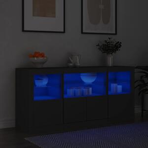 Komoda s LED svetlami čierna 142,5x37x67 cm