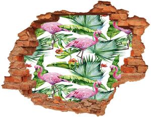 Diera 3D v stene na stenu Plameniaky rastliny nd-c-154753401