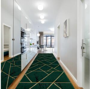 Behúň EMERALD exkluzívny 1012 glamour, marmur, geometrický zelený/zlatý