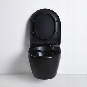 Erga Lily, závesná WC misa 48x37 cm Rimless s pomaly padajúcim sedadlom, čierna matná, ERG-GMAMUT-203BK