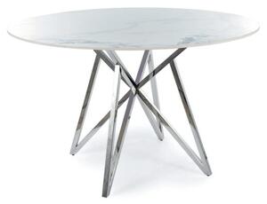Jedálenský stôl MERONU biely mramor/chróm