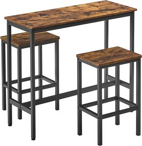 VASAGLE Barový stôl so stoličkami priemyselný čiernohnedý