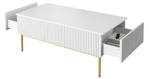 Konferenčný stolík Nicole 120x60 cm - biely mat / zlaté nožičky