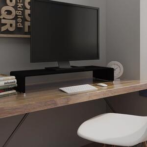 Sklenený TV stojan/stojan pod monitor, čierny, 90x30x13 cm