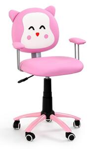 Detská stolička na kolieskach KITTY — ekokoža, ružová