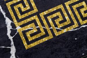 Čierny trendový koberec so zlatým geometrickým vzorom Šírka: 80 cm | Dĺžka: 150 cm