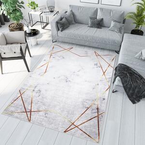 Sivý trendový koberec s jednoduchým zlatým vzorom Šírka: 160 cm | Dĺžka: 230 cm