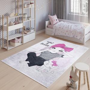 Detský koberec do dievčenskej izby so slečnou s kávou Šírka: 80 cm | Dĺžka: 150 cm