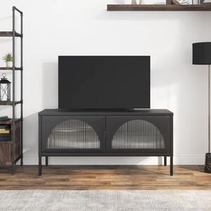TV Skrinka čierna 105x35x50 cm sklo a oceľ