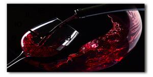 Vodorovné Sklenené hodiny na stenu tiché Červené víno