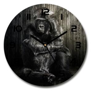 Sklenené nástenné hodiny okrúhle Gorila