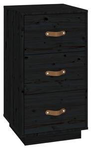 Nočný stolík čierny 40x40x75 cm masívne borovicové drevo