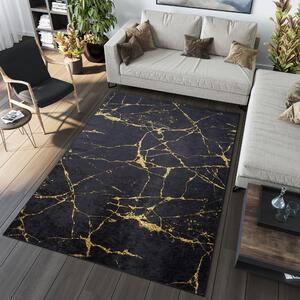Tmavý moderný koberec s mramorovým vzorom Čierna Šírka: 80 cm | Dĺžka: 200 cm