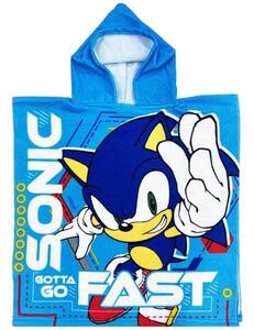 Rýchloschnúce detské pončo - osuška s kapucňou Ježko Sonic - 55 x 110 cm