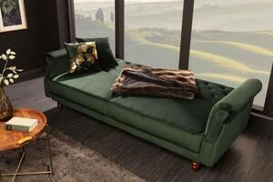 Invicta Interior - Pohovka Chesterfield MAISON BELLE II 220 cm zelená, zamat, s funkciou spánku