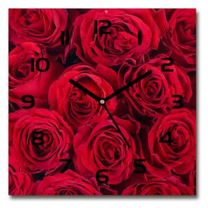 Sklenené nástenné hodiny štvorec Ruže