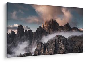 Obraz - Talianske dolomity schované v hmle (90x60 cm)