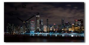 Vodorovné Sklenené hodiny na stenu tiché Chicago noc