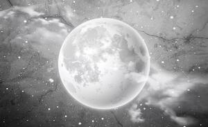 Fototapeta - Mesiac na betóne - čierna a biela (152,5x104 cm)