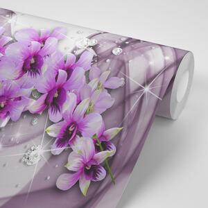 Tapeta fialové kvety na abstraktnom pozadí
