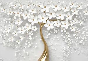 Fototapeta - Strom a biele kvety (254x184 cm)