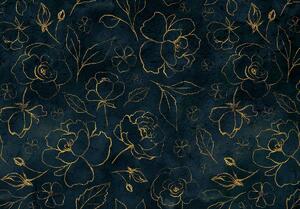 Fototapeta - Zlaté kvety a listy (254x184 cm)
