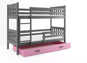 Detská poschodová posteľ CARINO GRAFIT 80x160 cm so zásuvkou