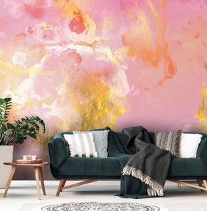 Fototapeta - Mramor v ružovej a zlatej (254x184 cm)