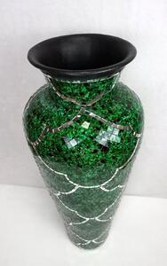 Váza zelená LUNA , 80 cm, keramika - mozaika, ručná práca ( vysoká váza na zem)