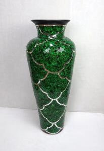 Váza zelená LUNA , 80 cm, keramika - mozaika, ručná práca ( vysoká váza na zem)