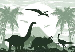 Fototapeta - Zelení dinosaury (254x184 cm)