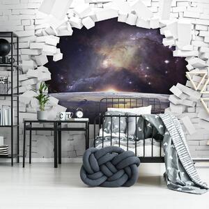 Fototapeta - Tehlová stena a vesmír (152,5x104 cm)