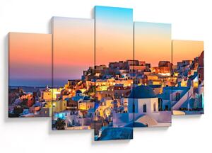 Obraz - Santorini pri zotmení (150x105 cm)