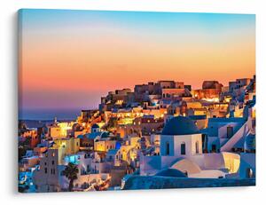 Obraz - Santorini pri zotmení (70x50 cm)