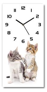 Nástenné sklenené hodiny Dve malé mačky