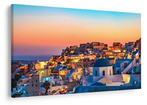 Obraz - Santorini pri zotmení (90x60 cm)