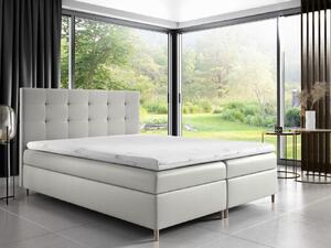 Čalúnená posteľ Alexa s úložným priestororm biela eko koža 160 x 200 + topper zdarma