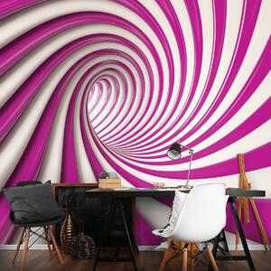 Fototapeta - Biely a ružový 3D tunel (254x184 cm)